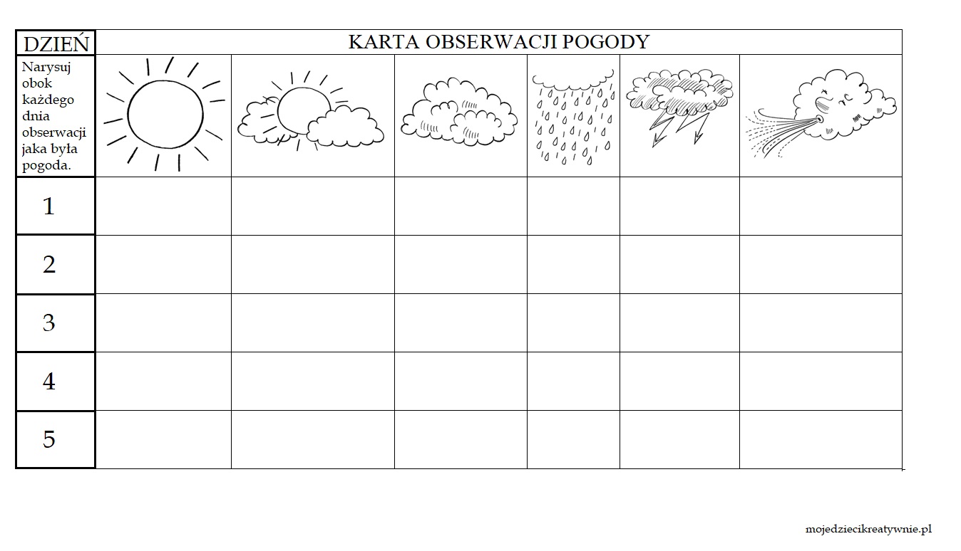 Календарь погоды для школьника (наблюдение за погодой)