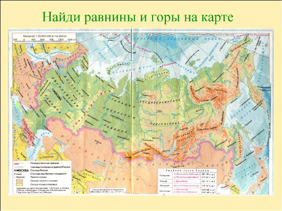 Карта гор и нагорий россии. Горы равнины низменности на контурной карте 5 класс. Карта России физическая и низменности хребты. Географическая карта России равнины. Горы и низмерности России ката рельефа.